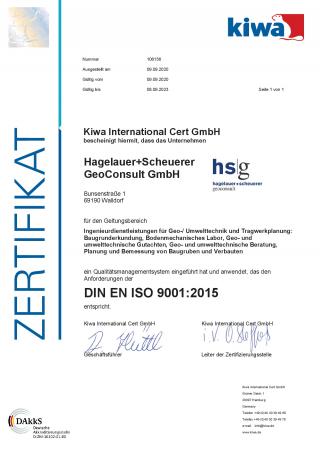 Zertifikat DIN EN ISO9001:2015