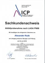 LAGA PN98-Zertifikat Alexander Rode